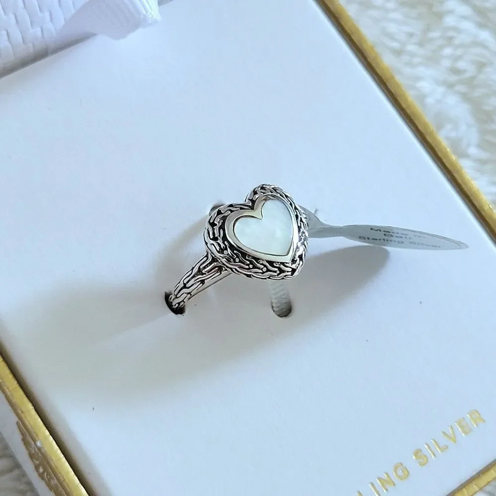 Annika Witt Sterling Silver🤍 Mother of Pearl Heart❤ Ring💍 - NIB